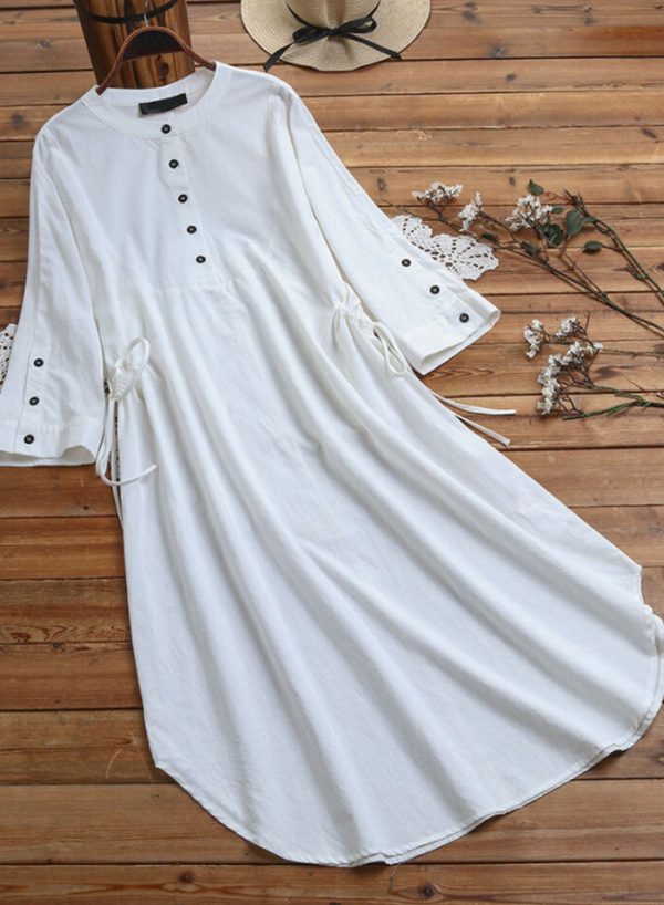 Women's Dresses Cotton&Linen Knee Length Dress