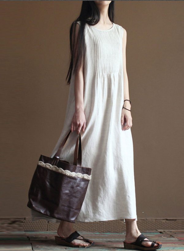 Women's Dress Solid Cotton Linen Maxi Dress